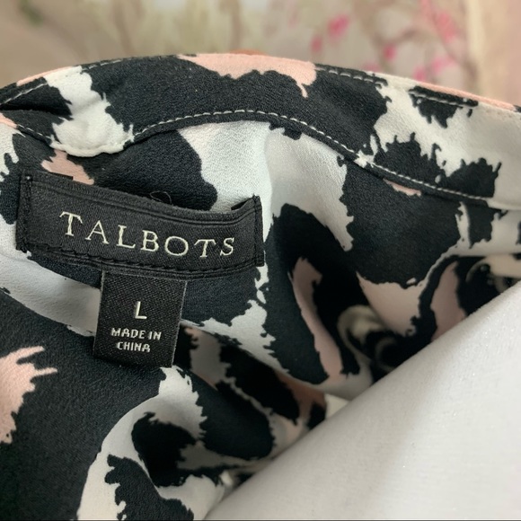 Talbots Pink Accent Animal Print Button down Blouse - Picture 9 of 10